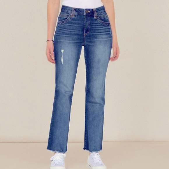 Democracy "Ab" Technology Itty Bitty Flare High Rise Cropped Jeans Size 8 - Picture 1 of 6